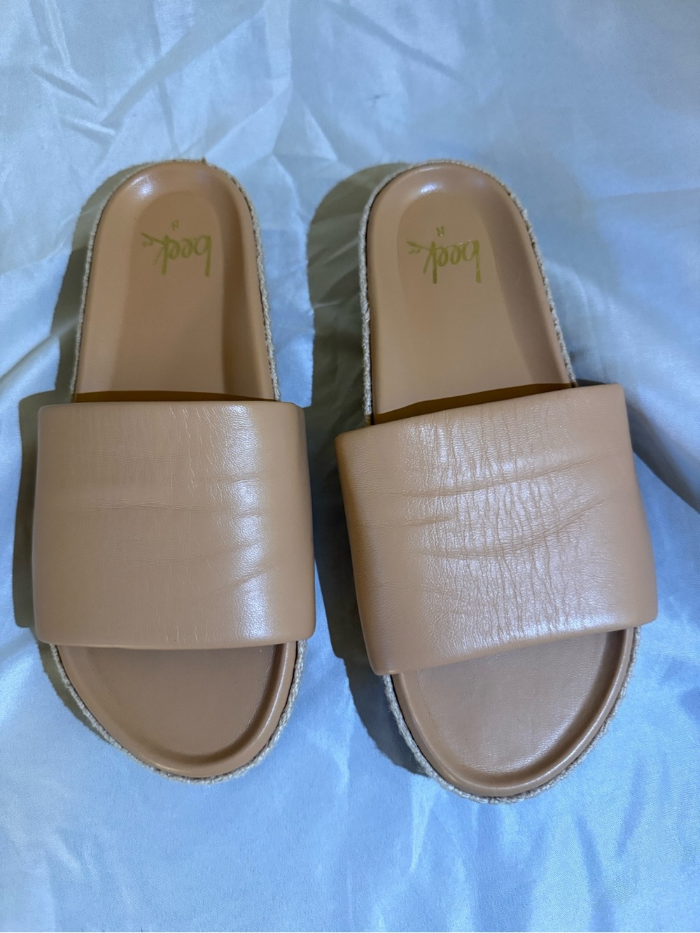 Slide Sandals in Tan — Wide Strap Casual Comfort